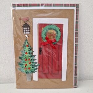 NEW BECK 3D Holiday Christmas Greeting Card - Home Door Wreath